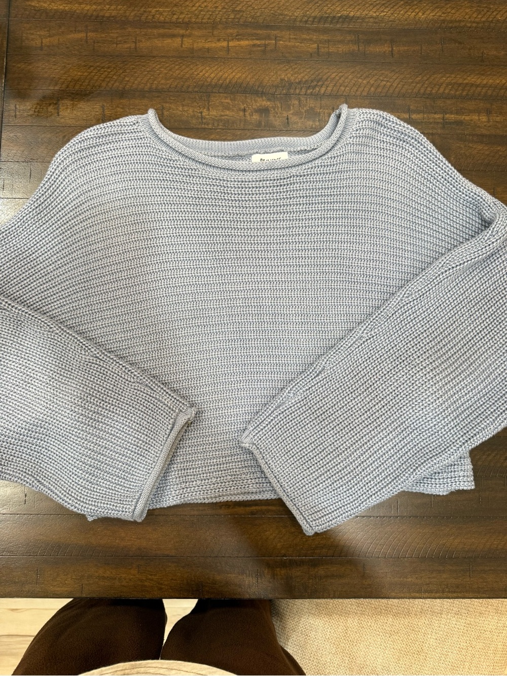 Princess Polly Light Blue Crochet Knit Scoop Neck Sweater
